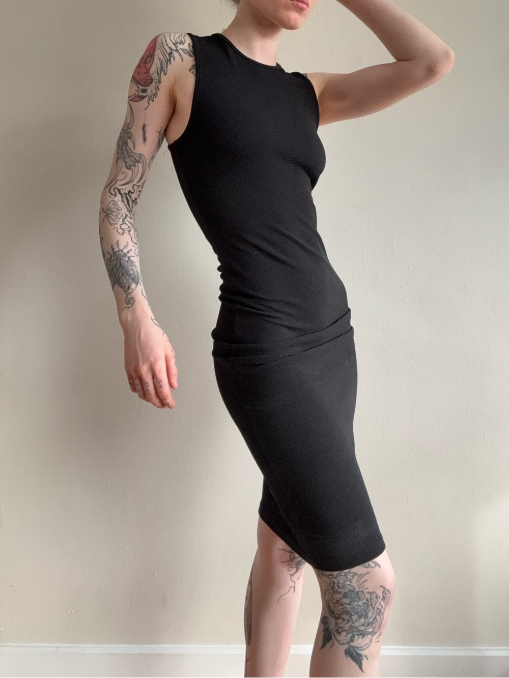 Revamped Black Sleeveless Midi Bodycon Dress